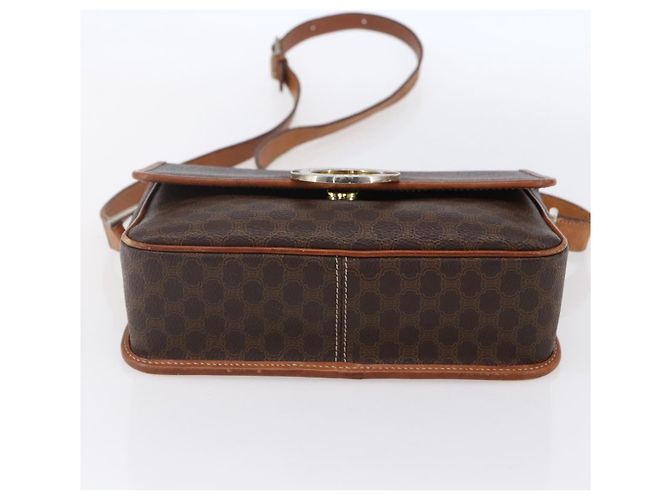 Céline Borsa a Spalla in Tela Macadam CELINE in Pelle PVC Marrone Oro Auth 150117 D'oro - vista 9
