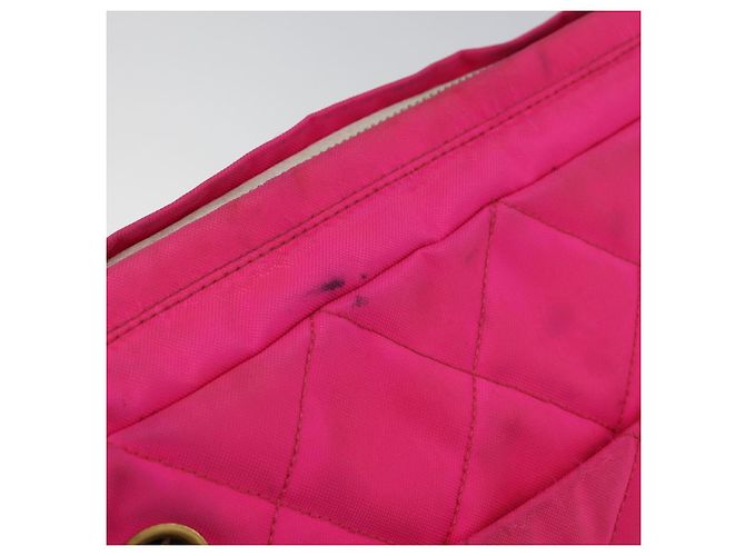CHANEL Sac à épaule Matelassé en Chaîne Nylon Rose Or CC Auth 149222 Doré - vue 10