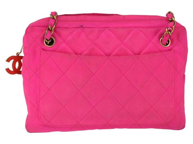 CHANEL Sac à épaule Matelassé en Chaîne Nylon Rose Or CC Auth 149222 Doré - vue 13
