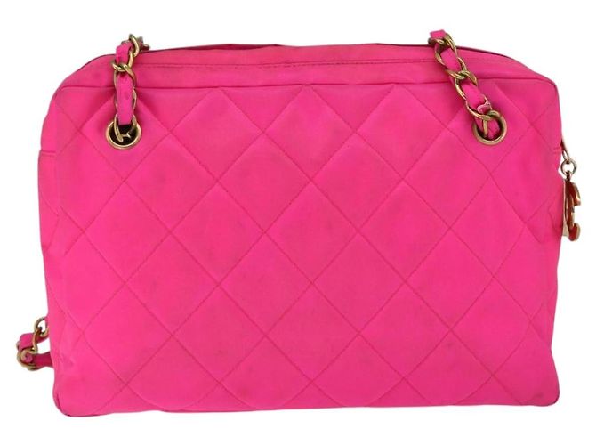 CHANEL Sac à épaule Matelassé en Chaîne Nylon Rose Or CC Auth 149222 Doré - vue 2