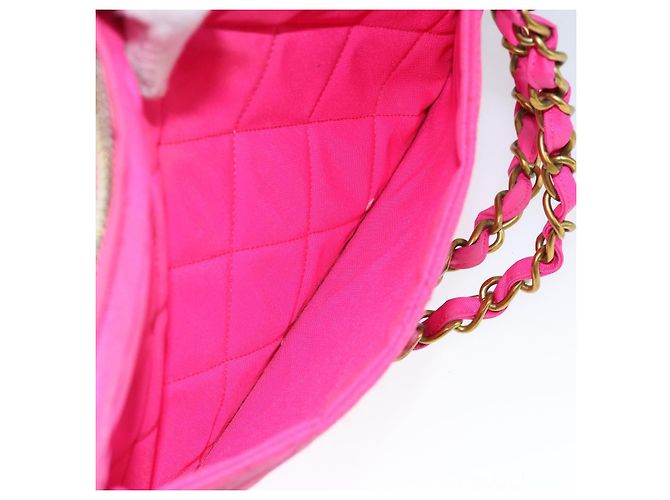 CHANEL Sac à épaule Matelassé en Chaîne Nylon Rose Or CC Auth 149222 Doré - vue 22