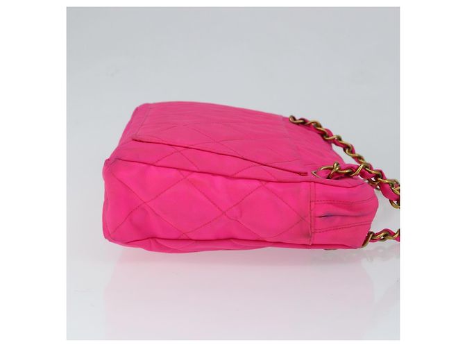 CHANEL Sac à épaule Matelassé en Chaîne Nylon Rose Or CC Auth 149222 Doré - vue 3