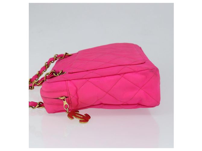 CHANEL Sac à épaule Matelassé en Chaîne Nylon Rose Or CC Auth 149222 Doré - vue 4