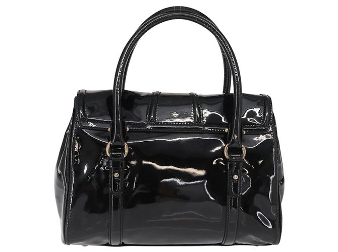 Bolso de mano Vala de esmalte negro y dorado Salvatore Ferragamo Auth BA7339 - vista 2