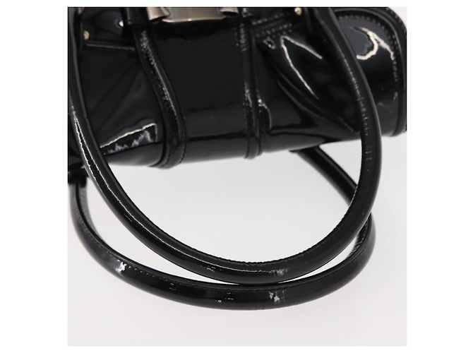 Bolso de mano Vala de esmalte negro y dorado Salvatore Ferragamo Auth BA7339 - vista 7