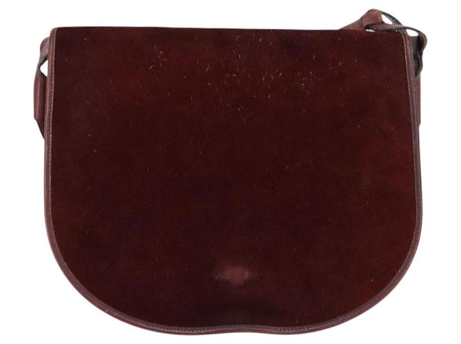 Borsa a Spalla BALENCIAGA in Pelle Suede Bordeaux Oro Auth bs30414 D'oro Bordò - vista 13