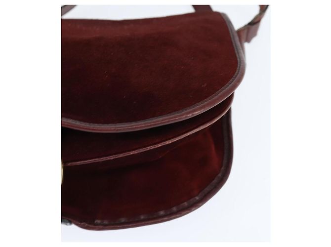 Borsa a Spalla BALENCIAGA in Pelle Suede Bordeaux Oro Auth bs30414 D'oro Bordò - vista 14