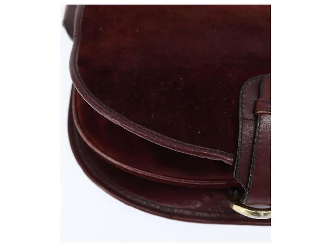 Borsa a Spalla BALENCIAGA in Pelle Suede Bordeaux Oro Auth bs30414 D'oro Bordò - vista 15