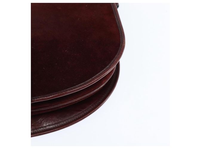 Borsa a Spalla BALENCIAGA in Pelle Suede Bordeaux Oro Auth bs30414 D'oro Bordò - vista 16