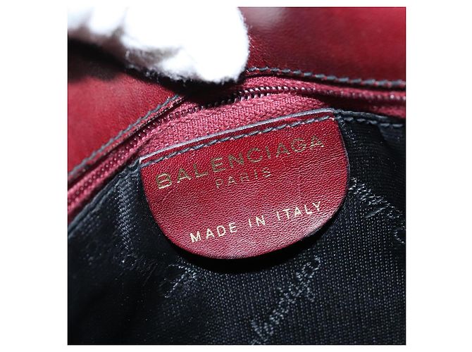 Borsa a Spalla BALENCIAGA in Pelle Suede Bordeaux Oro Auth bs30414 D'oro Bordò - vista 17