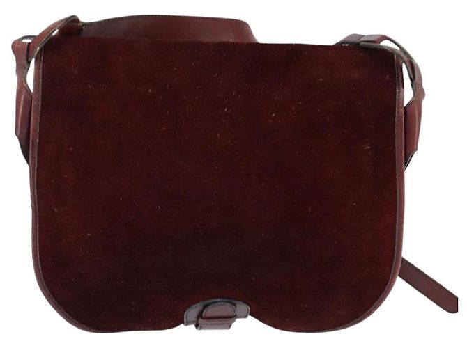 Borsa a Spalla BALENCIAGA in Pelle Suede Bordeaux Oro Auth bs30414 D'oro Bordò - vista 2