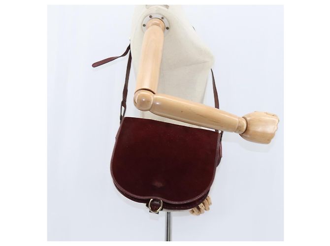 Borsa a Spalla BALENCIAGA in Pelle Suede Bordeaux Oro Auth bs30414 D'oro Bordò - vista 21