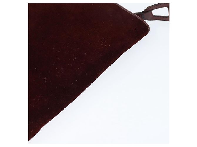Borsa a Spalla BALENCIAGA in Pelle Suede Bordeaux Oro Auth bs30414 D'oro Bordò - vista 6