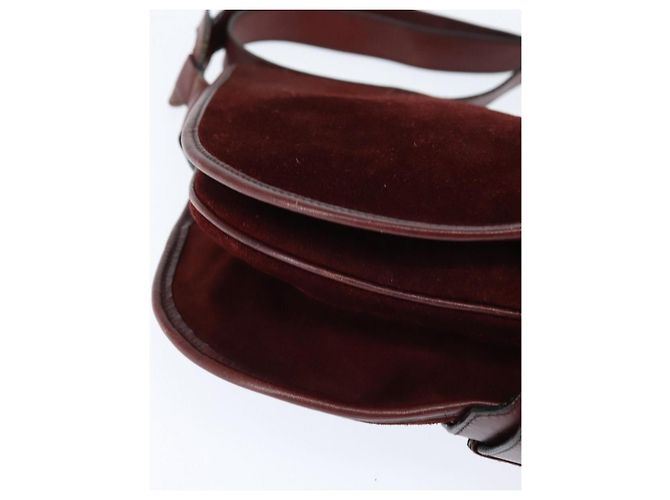 Borsa a Spalla BALENCIAGA in Pelle Suede Bordeaux Oro Auth bs30414 D'oro Bordò - vista 9