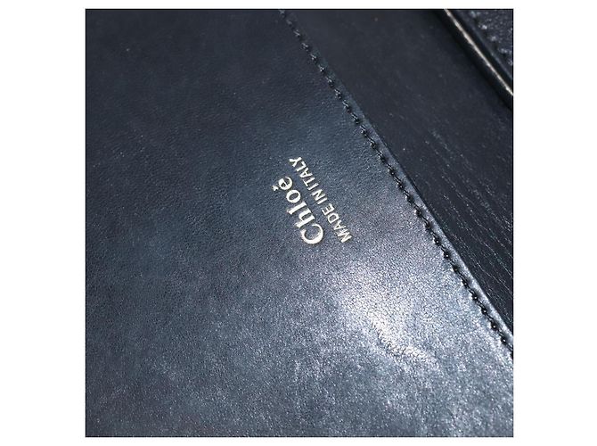 Chloé Borsa a Spalla Chloe in Pelle Blu Navy Oro Auth BA7371 D'oro - vista 15