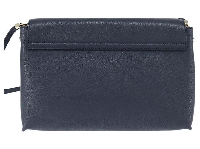 Chloé Borsa a Spalla Chloe in Pelle Blu Navy Oro Auth BA7371 D'oro - vista 3
