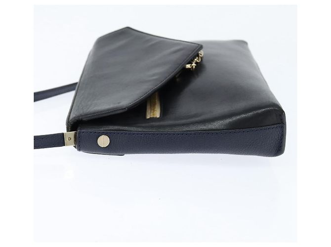 Chloé Borsa a Spalla Chloe in Pelle Blu Navy Oro Auth BA7371 D'oro - vista 4