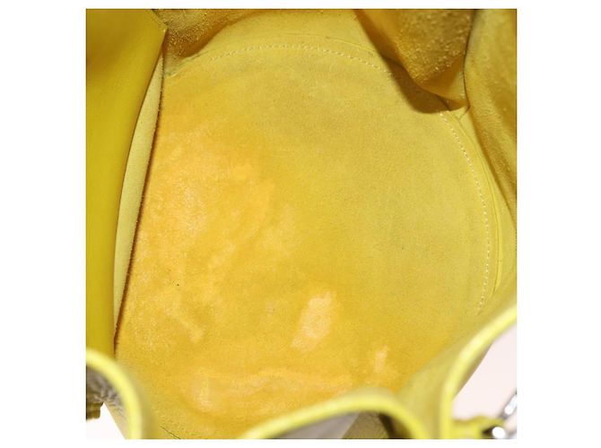 Big Bag Céline CELINE Grande borsa a secchiello in pelle gialla e argento autentica 148918 Giallo - vista 10