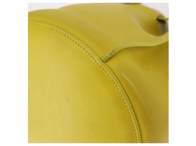 Big Bag Céline CELINE Grande borsa a secchiello in pelle gialla e argento autentica 148918 Giallo - vista 15
