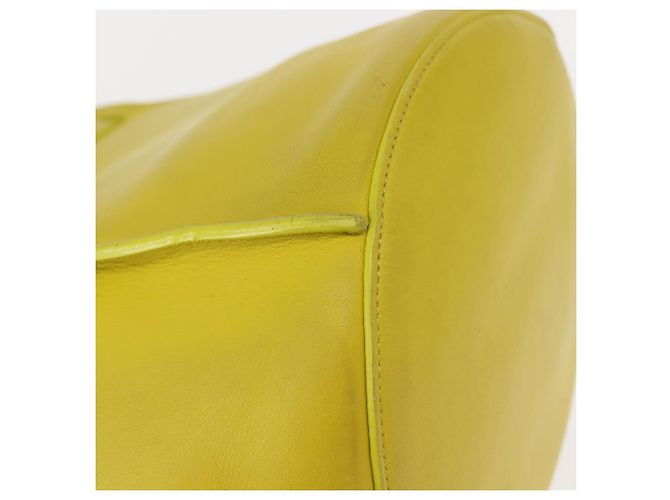 Big Bag Céline CELINE Grande borsa a secchiello in pelle gialla e argento autentica 148918 Giallo - vista 16