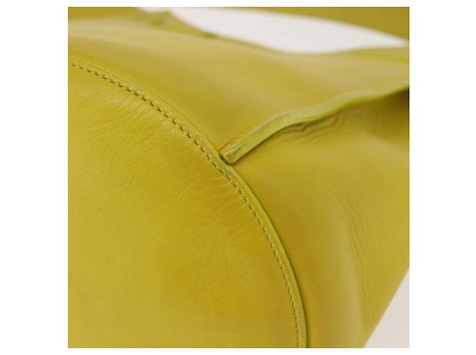 Big Bag Céline CELINE Grande borsa a secchiello in pelle gialla e argento autentica 148918 Giallo - vista 17