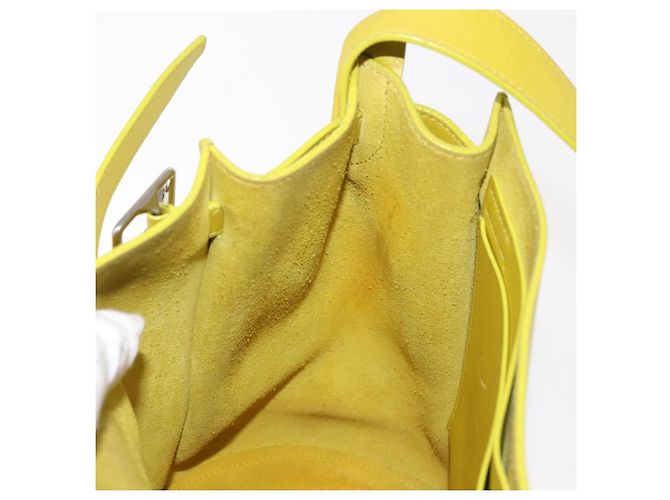 Big Bag Céline CELINE Grande borsa a secchiello in pelle gialla e argento autentica 148918 Giallo - vista 19