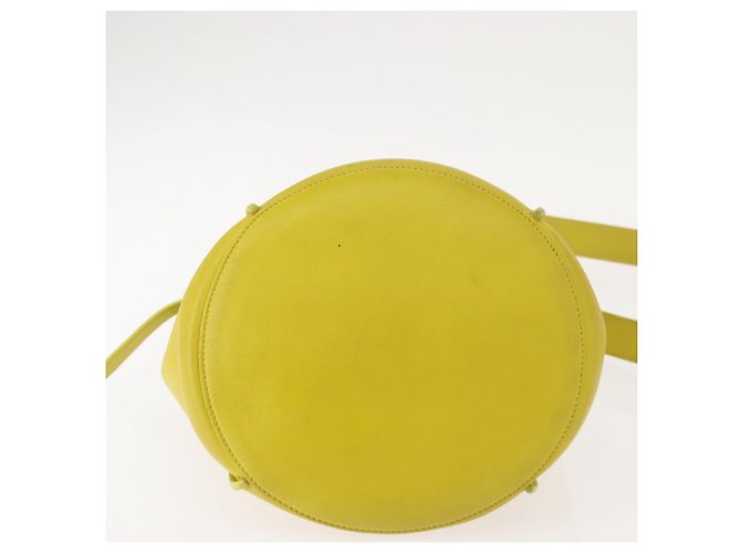 Big Bag Céline CELINE Grande borsa a secchiello in pelle gialla e argento autentica 148918 Giallo - vista 5