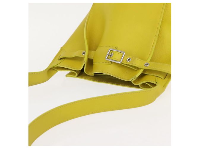 Big Bag Céline CELINE Grande borsa a secchiello in pelle gialla e argento autentica 148918 Giallo - vista 6
