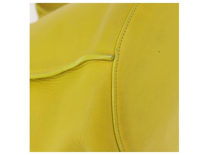 Big Bag Céline CELINE Grande borsa a secchiello in pelle gialla e argento autentica 148918 Giallo - vista 8