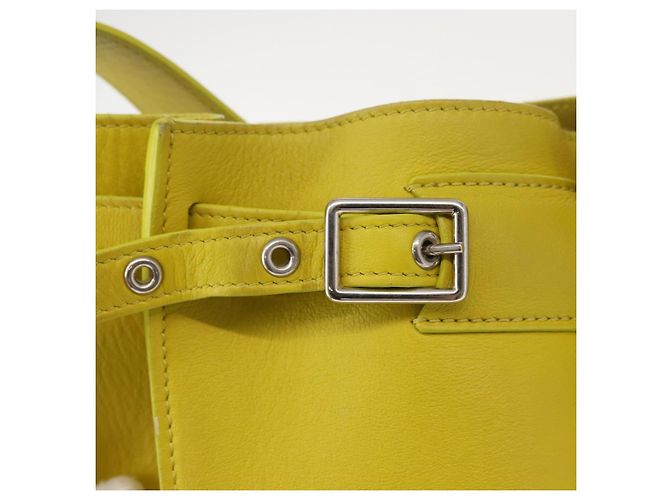Big Bag Céline CELINE Grande borsa a secchiello in pelle gialla e argento autentica 148918 Giallo - vista 9