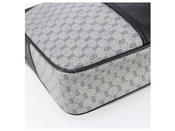 GUCCI Micro GG Canvas Schultertasche aus PVC-Leder in Marineblau und Gold Auth BA7238 Golden - Ansicht 11