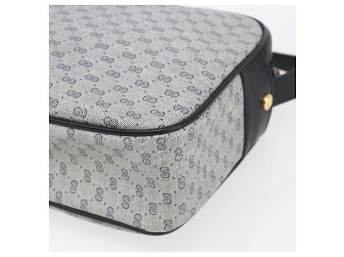 GUCCI Micro GG Canvas Schultertasche aus PVC-Leder in Marineblau und Gold Auth BA7238 Golden - Ansicht 12