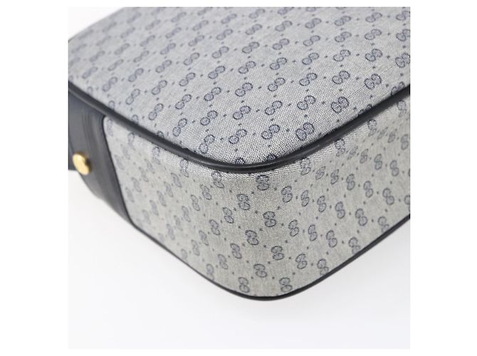 GUCCI Micro GG Canvas Schultertasche aus PVC-Leder in Marineblau und Gold Auth BA7238 Golden - Ansicht 13