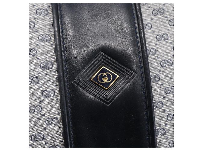 GUCCI Micro GG Canvas Schultertasche aus PVC-Leder in Marineblau und Gold Auth BA7238 Golden - Ansicht 14