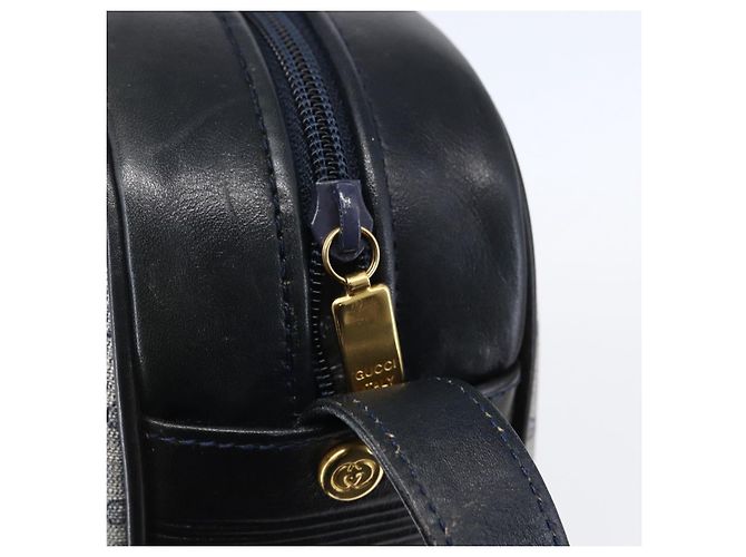 GUCCI Micro GG Canvas Schultertasche aus PVC-Leder in Marineblau und Gold Auth BA7238 Golden - Ansicht 15