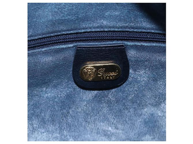 GUCCI Micro GG Canvas Schultertasche aus PVC-Leder in Marineblau und Gold Auth BA7238 Golden - Ansicht 16