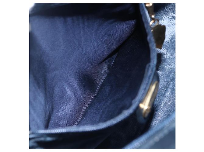 GUCCI Micro GG Canvas Schultertasche aus PVC-Leder in Marineblau und Gold Auth BA7238 Golden - Ansicht 20