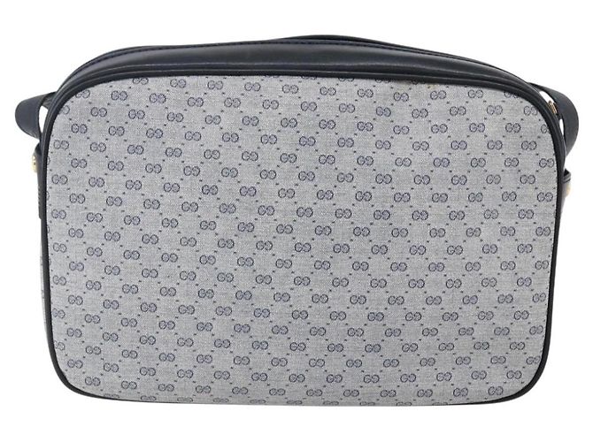 GUCCI Micro GG Canvas Schultertasche aus PVC-Leder in Marineblau und Gold Auth BA7238 Golden - Ansicht 3