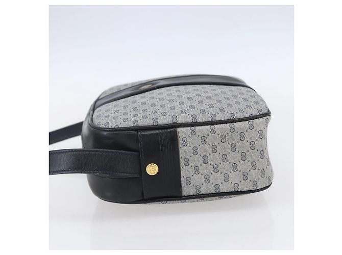 GUCCI Micro GG Canvas Schultertasche aus PVC-Leder in Marineblau und Gold Auth BA7238 Golden - Ansicht 4