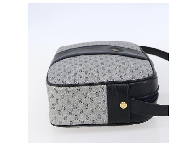 GUCCI Micro GG Canvas Schultertasche aus PVC-Leder in Marineblau und Gold Auth BA7238 Golden - Ansicht 5