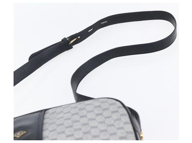 GUCCI Micro GG Canvas Schultertasche aus PVC-Leder in Marineblau und Gold Auth BA7238 Golden - Ansicht 8