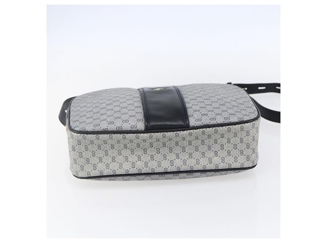 GUCCI Micro GG Canvas Schultertasche aus PVC-Leder in Marineblau und Gold Auth BA7238 Golden - Ansicht 9
