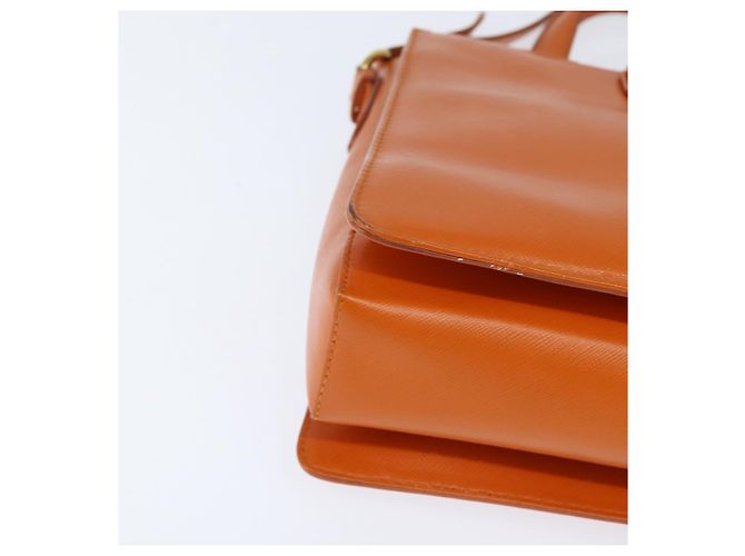 Bolsa Tote Vala de couro 2 em 1 laranja e dourada Auth BA7333 da Salvatore Ferragamo - vista 10