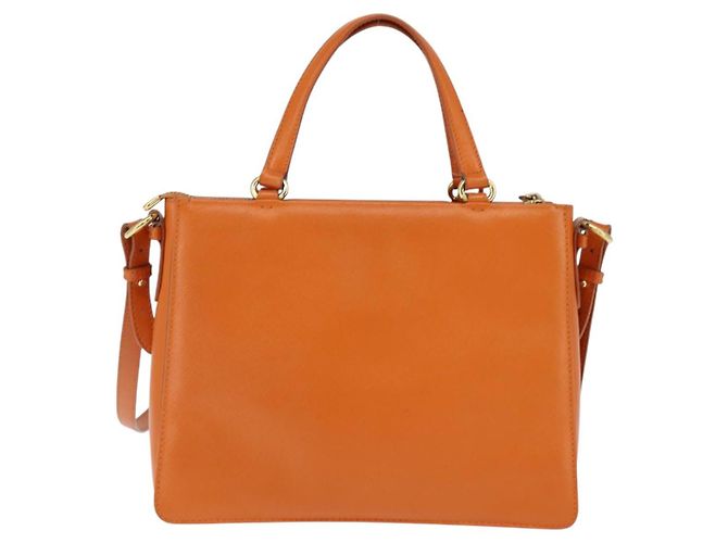 Bolsa Tote Vala de couro 2 em 1 laranja e dourada Auth BA7333 da Salvatore Ferragamo - vista 2