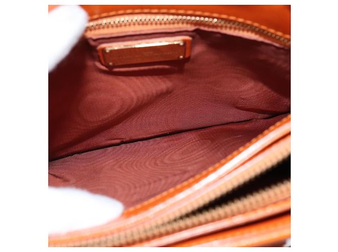 Bolsa Tote Vala de couro 2 em 1 laranja e dourada Auth BA7333 da Salvatore Ferragamo - vista 23