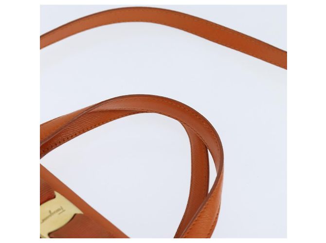 Bolsa Tote Vala de couro 2 em 1 laranja e dourada Auth BA7333 da Salvatore Ferragamo - vista 8