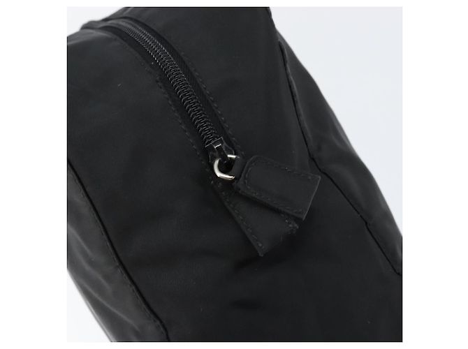 PRADA Bolso de mano de nailon negro plateado Auth 146965 Plata - vista 10