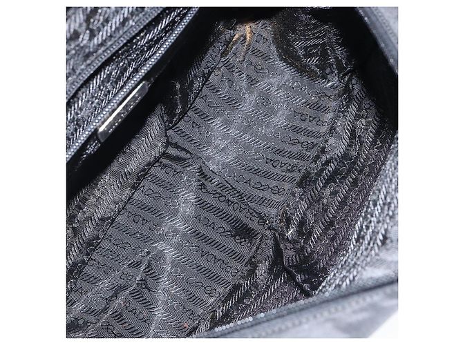 PRADA Bolso de mano de nailon negro plateado Auth 146965 Plata - vista 11