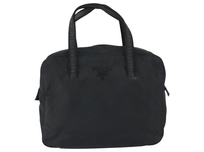 PRADA Bolso de mano de nailon negro plateado Auth 146965 Plata - vista 13