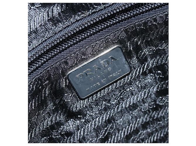 PRADA Bolso de mano de nailon negro plateado Auth 146965 Plata - vista 17